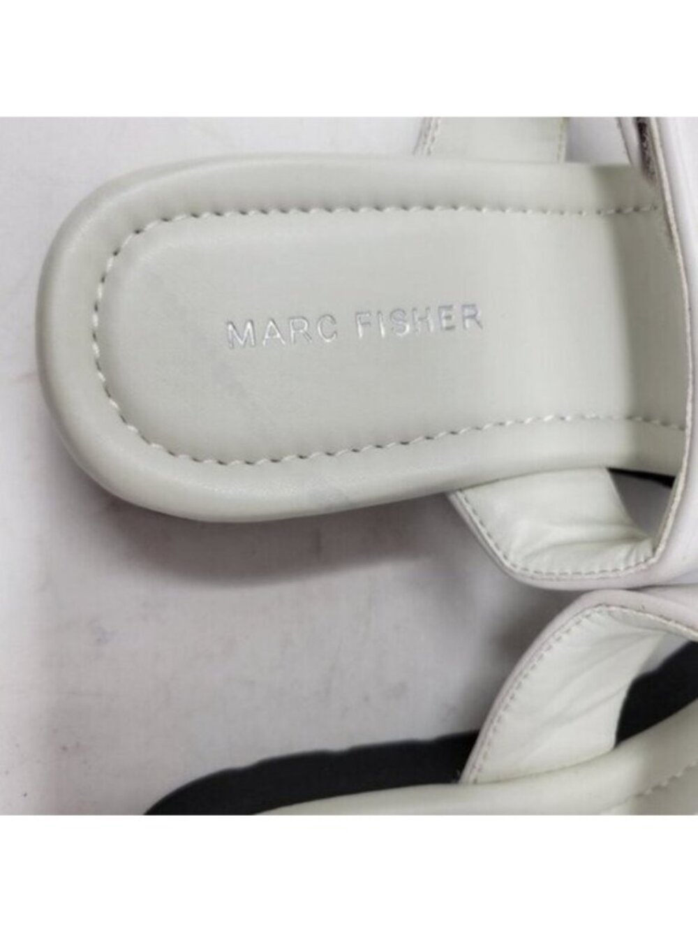 Marc Fisher | Double Strap Cushioned Kina Round Toe Platform Sandals White Gray - Picture 6 of 11